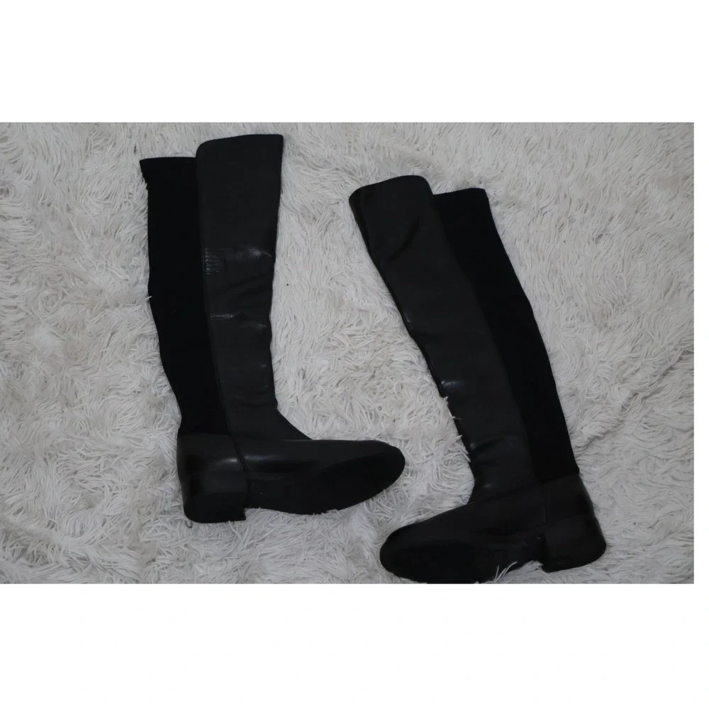 Blondo Boots Size 6.5 Black‎ Leather Over the Knee Leather Fabric Waterproof